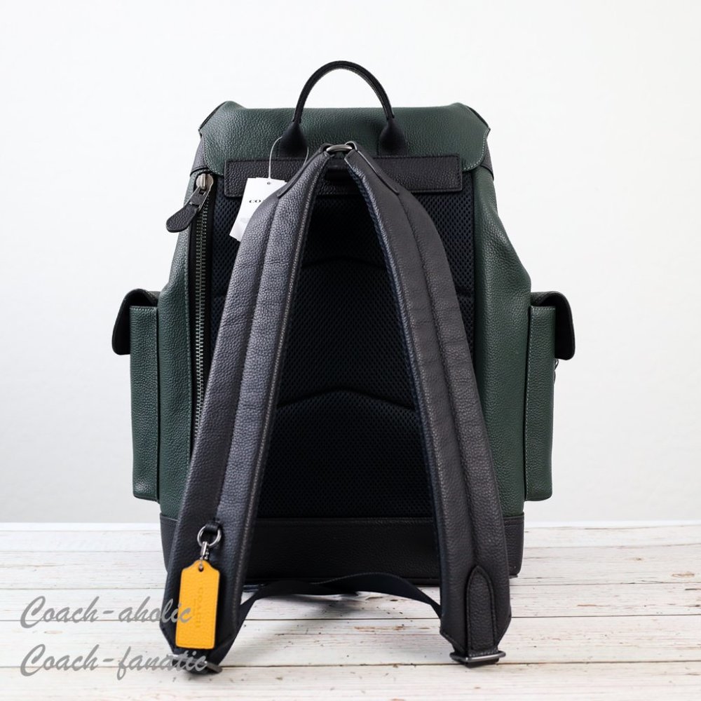 NWT Coach CB903 Hudson Backpack With Varsity Stripe in Amazon Green/Denim Multi - Picture 4 of 12